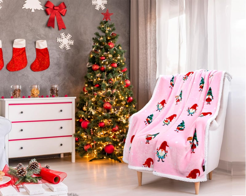Solaris Santa Claus Sherpa Throw Blanket  Soft Warm Cozy Reversible Fuzzy Fleece Patterns Holiday Blanket for Couch Sofa Bed  Home Decor Gift - Image 5